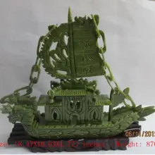 Изысканная китайская ручная скульптура Южной тайваньский нефрит Дракон парусная лодка