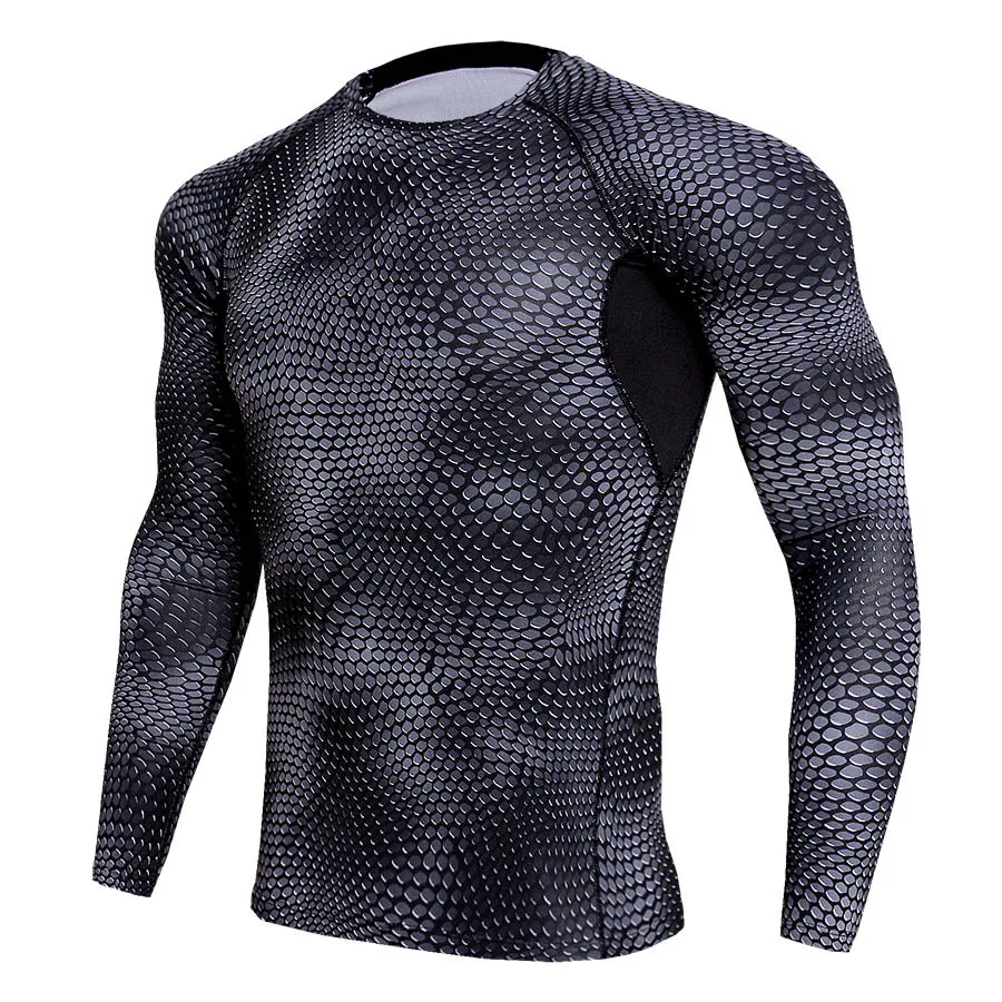 Мужская футболка для бега Rashguard MMA Fitness мужская спортивная одежда с длинным