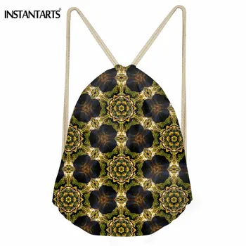 

INSTANTARTS Women Fashion String Backpack Casual Daily Use Drawstring Bag for Girls Female Polyester Small Cinch Sack Beach Bags