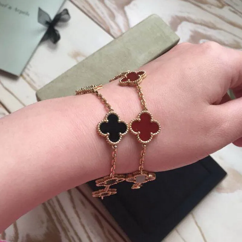 

Original Hot Brand Luxury 5 Charm Bracelet Women 100% Pure Solid Sterling Silver 925 Set Natural Real Stone Top Quality Bijoux