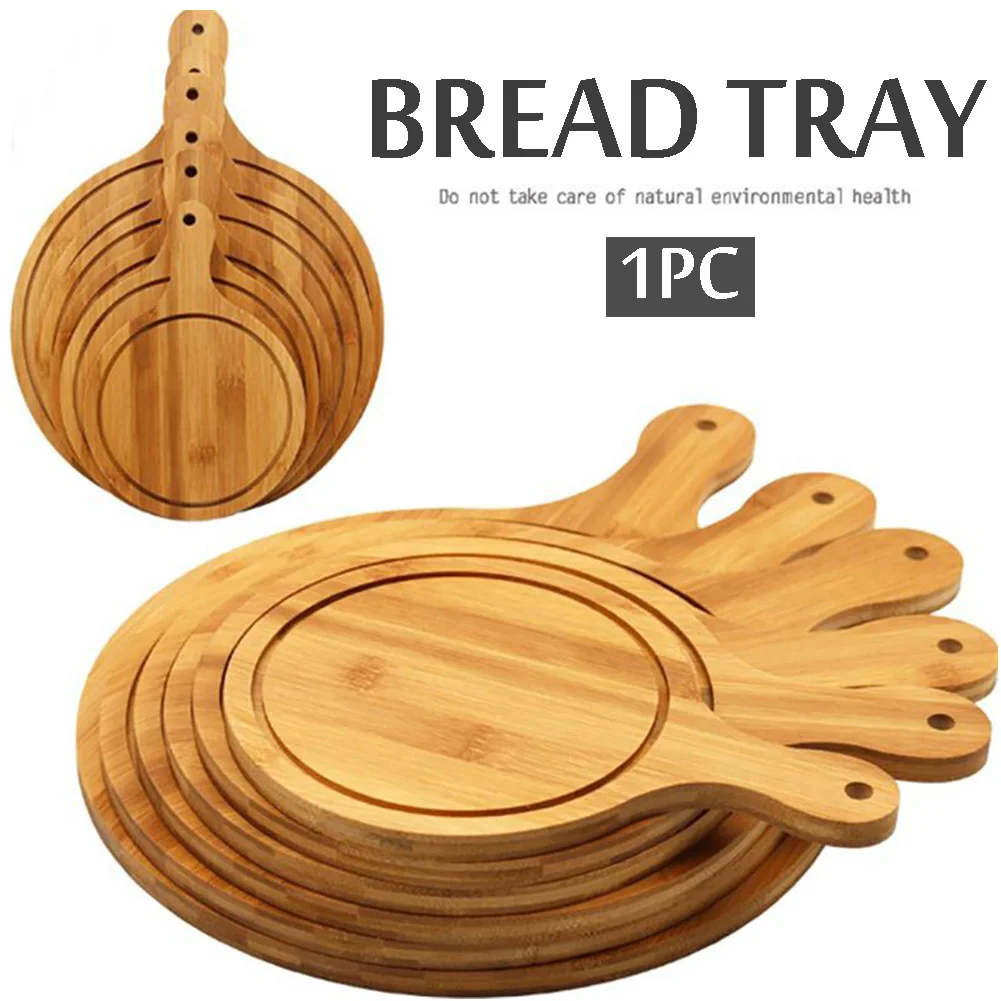Baking Wooden Round Bakeware Tray Bread With Handle Steak Platter Pan Cake Cutting Pizza Board