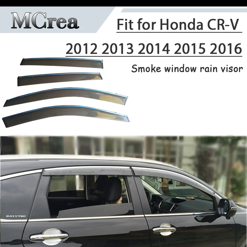 

MCrea 4pcs Car Styling Smoke Window Sun Rain Visor Deflector Guard For Honda CR-V 2012 2013 2014 2015 2016 Accessories