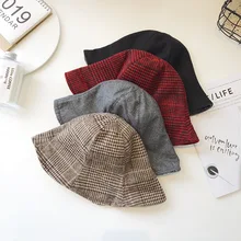 Двусторонняя прилив ретро диких плед Кепки складной твердой Цвет рыбак шапка шерстяная Кепки открытый козырек