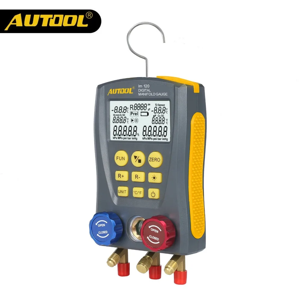 AUTOOL lm120 Refrigerantion Digital Manifold Gauge Meter HVAC Vacuum