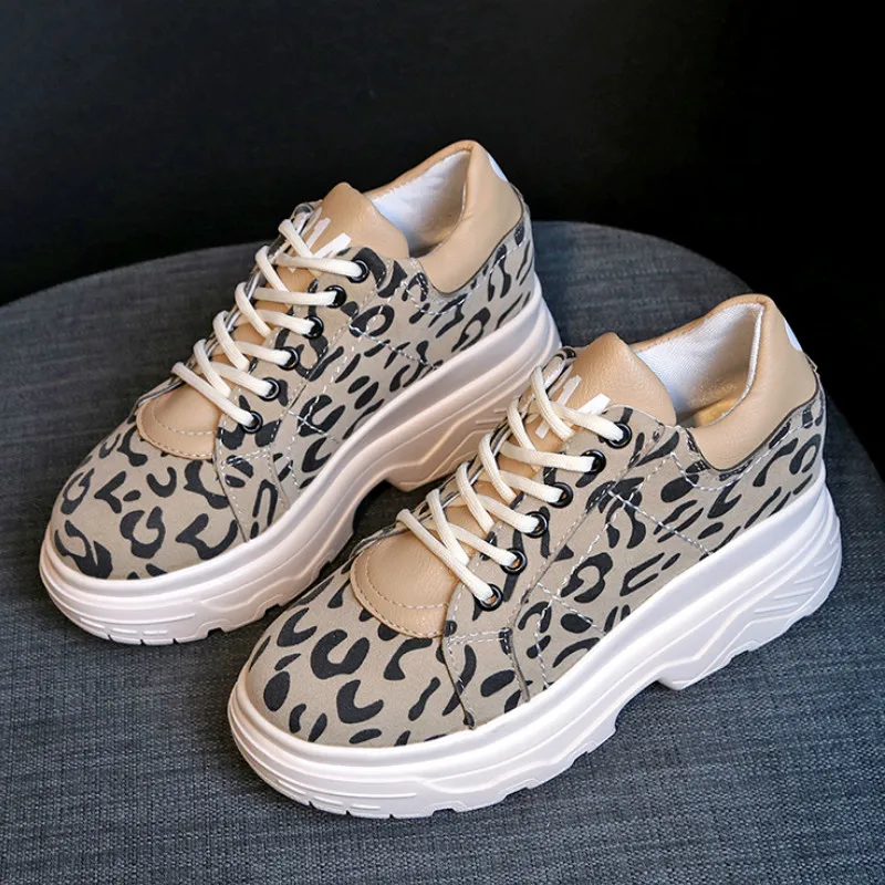 

Spring Leopard Sneakers for Women Shoes Female Chunky casual shoes Heart Shape Platform Sneaker Creeper chaussures femme S2-63