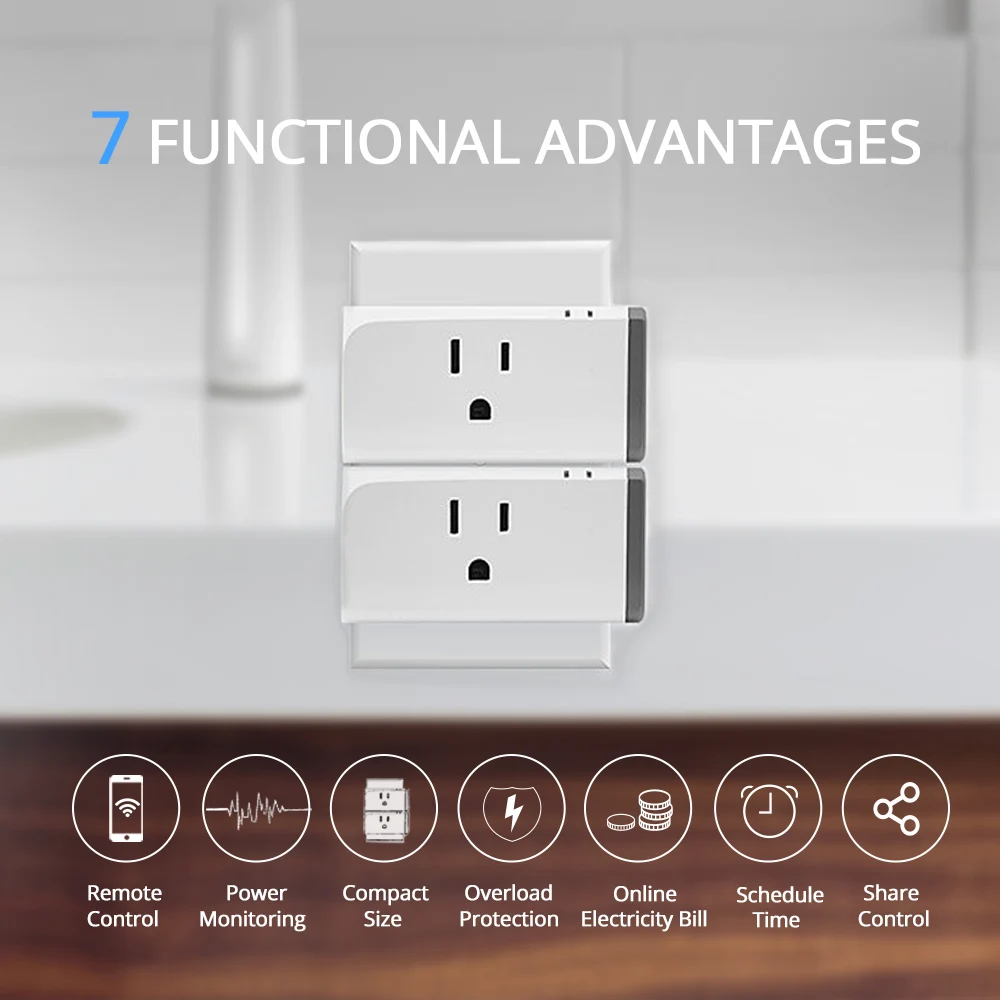 

SONOFF S31 Smart Mini Socket US 16A Wireless WIFI Remote Control Plug Timer Energy Power Monitor Switch Outlet Alexa Google Home