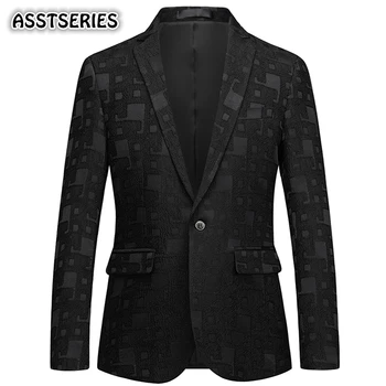 

Men Blazer Large Size Slim Fit British Style Single-breasted Blazer Fashion Wedding Party Business Gentleman Mens Blazer Jacket