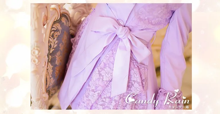 Милое фиолетовое пальто принцессы, украшенное цветком и бантом, двубортное пальто в японском стиле, C16CD6129