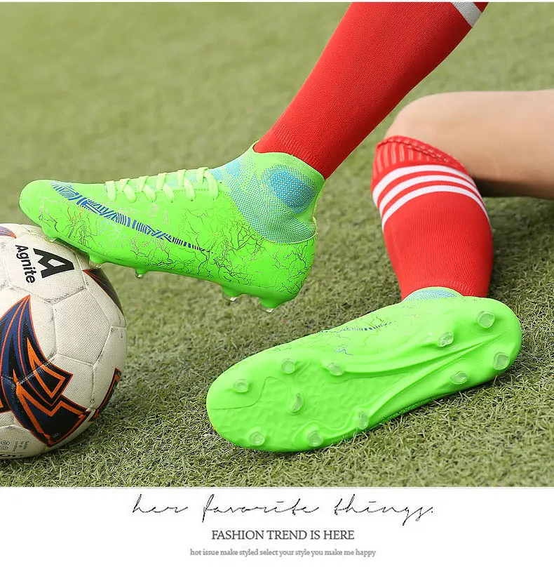 LEIXAG мужские Бутсы TF/FG высокие лодыжки противоскользящие футбольные ботинки для детей и взрослых атлетические Шипы Сапоги трава мужские бутсы