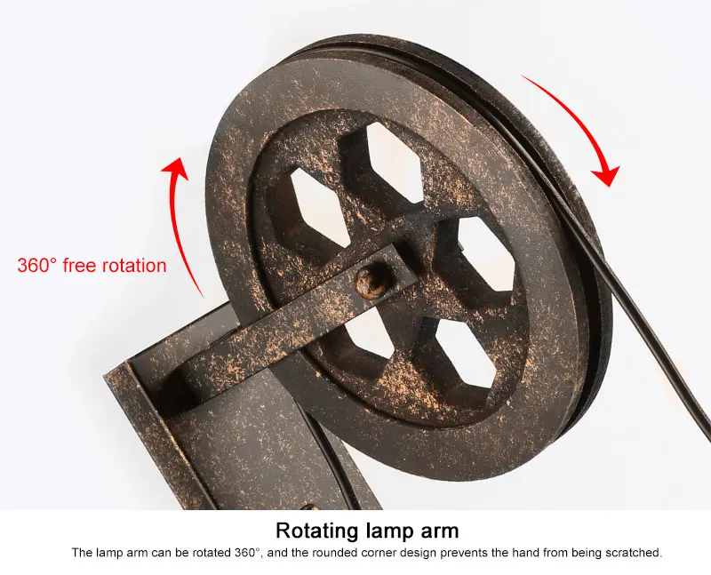 Креативный Ретро Лофт настенный светильник регулируемый подъемный шкив настенный светильник для крыльца прохода коридора кафе Бронзовый бра светильник