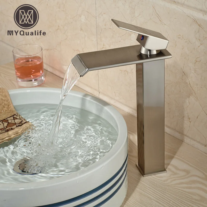 Deck Mount Waterfall Single Handle Basin Faucet Countertop Bathroom