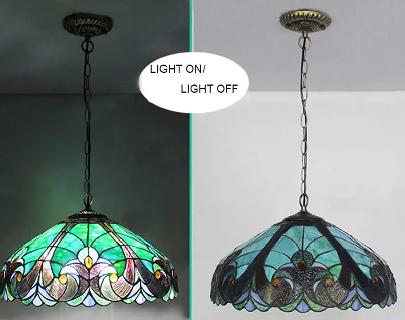Tiffany Peacock Stained Glass Pendant Lamp5