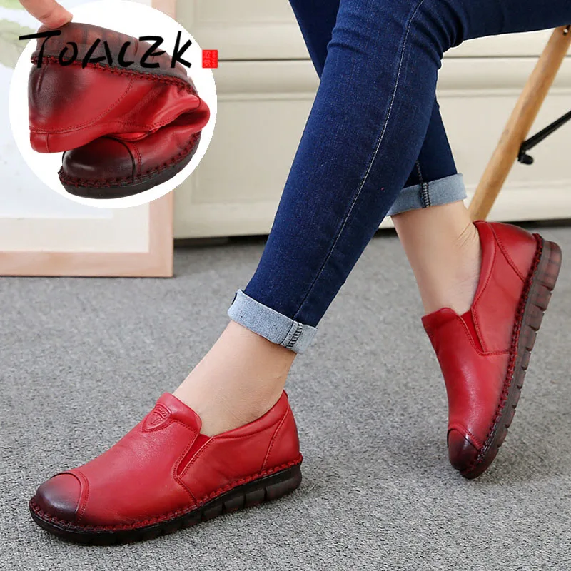 

Autumn comfortable flat bottom soft flat heel mother's shoes antiskid women's shoes leather casual single shoes