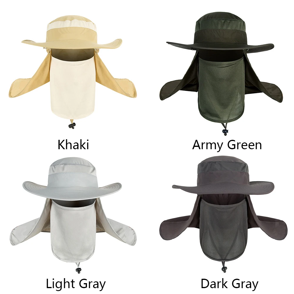 

UV Protection Wide Brim Outdoor Removable Neck Camping Waterproof Face Mask Protector Adjustable Chin Strap Fishing Cap Hiking