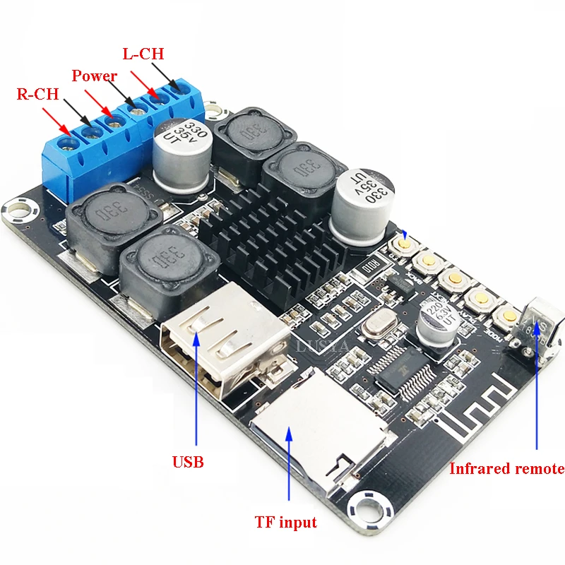 Lusya Bluetooth 4,2 усилитель доска 50 Вт* 2 стерео fm-радио USB декодирование WMA MP3 с пультом дистанционного управления G5-005