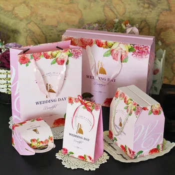 

AVEBIEN 10pcs Event Party Supplies Handmade DIY Candy Box Wedding Decoration Wedding Favors and Gifts Chocolate Paper Gift Box