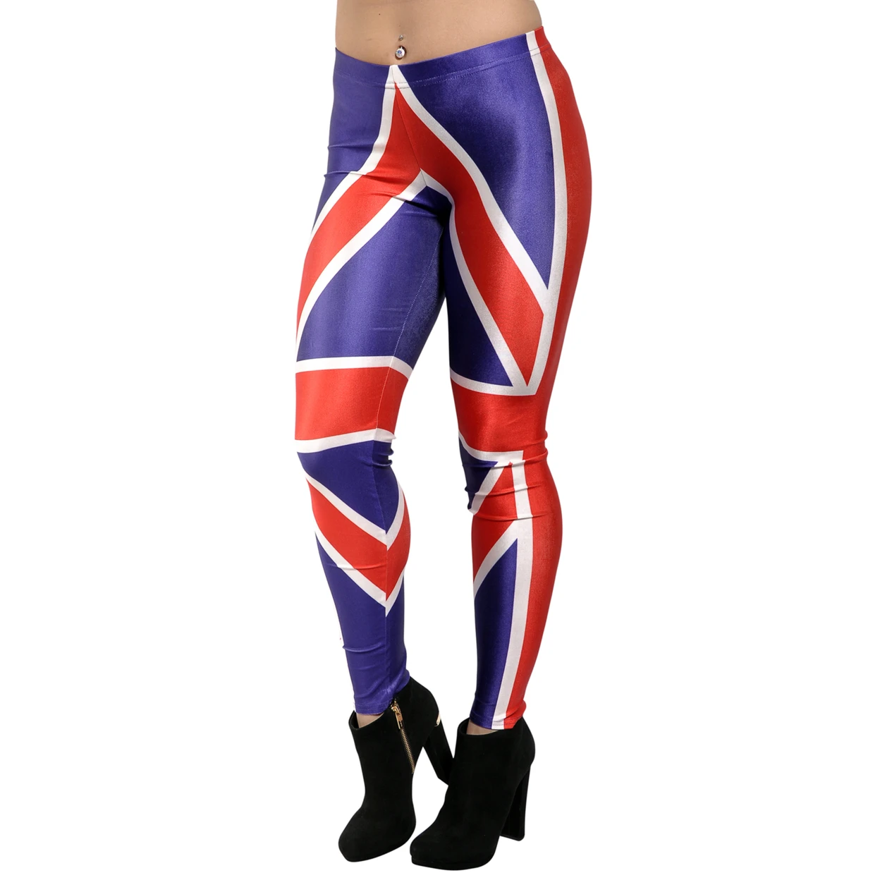 Women's British Flag Leggings Large Blue