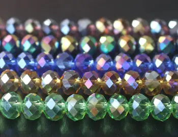 

5 Strands Crystal Glass Faceted Rondelle Beads,4mm 6mm 8mm 10mm 12mm Glass Faceted Beads,Spacer Beads,21 inch per Strand