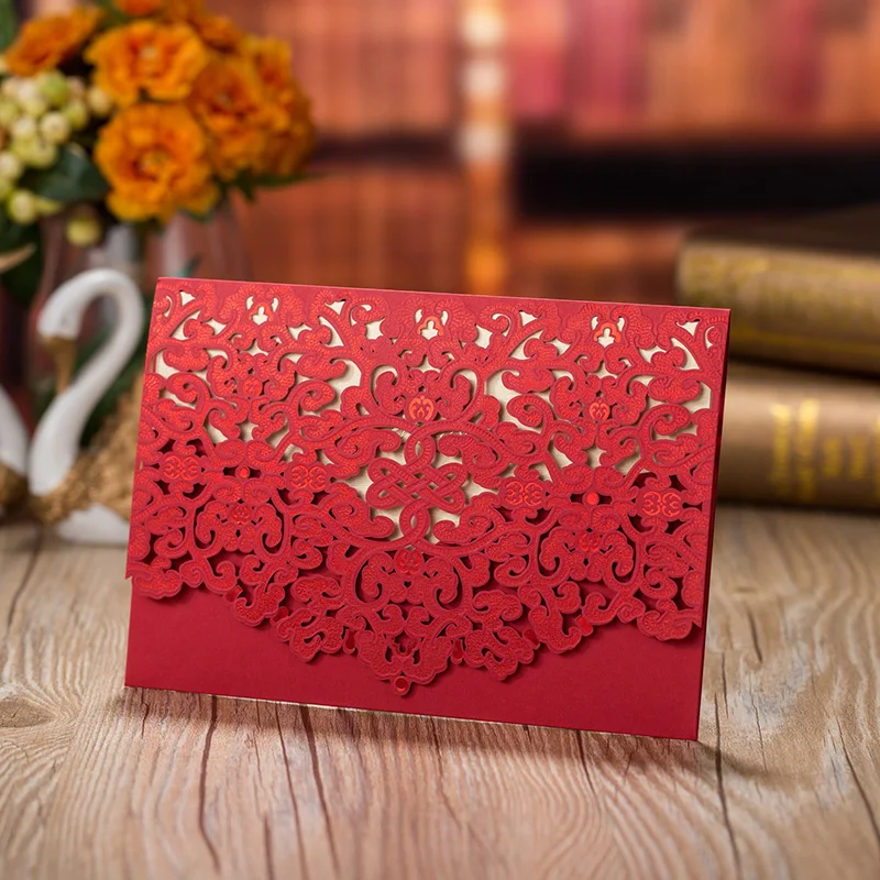 1pcs Sample High Quality Laser Cut Luxury Flora Wedding Invitations Card Elegant Lace Favor Wedding Party Supplies 185127mm