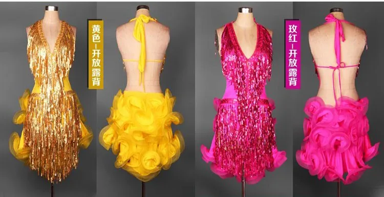 Латинский танцевальный костюм для пожилых, сексуальный, Глубокий V ремень, блестки латунь, танцевальное платье для женщин, конкурс латиноамериканских танцев, платья 4 цвета