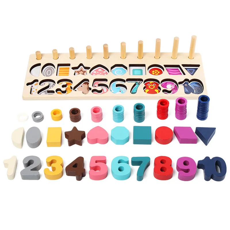 Многофункциональная цветная форма цифровая доска соответствия деревянная игрушка детский сад Детские Обучающие математике игрушки для детей Подарки - Цвет: Яркий