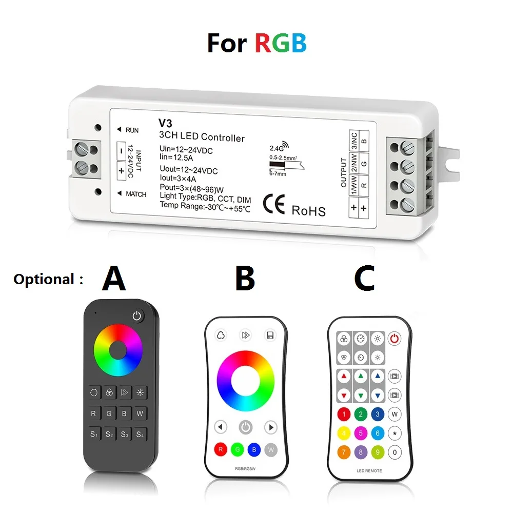 MJJC RGB RGBW контроллер светодиодной ленты RF 12 v 24v 2,4G беспроводной RGBW Пульт дистанционного управления 12 вольт 5 лет гарантии
