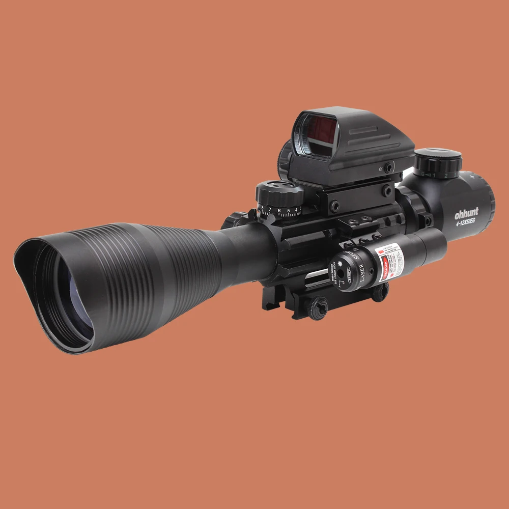 Hunting Airsofts Riflescope 4-12X50EG Tactical Air Gun Red Dot Laser Sight Scope Holographic Optics Rifle Sight Scope