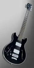 Custom Left Handed 5 String Electric Bass Guitar Semi Hollow Body In Black Same in pics