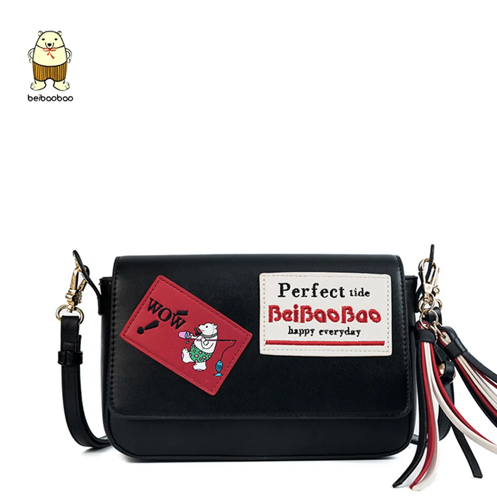 

Beibaobao New 2019 Flower Pu Leather Women Fashion Embroidery Shoulder Bag Female Lady Crossbody Flap Design Bags