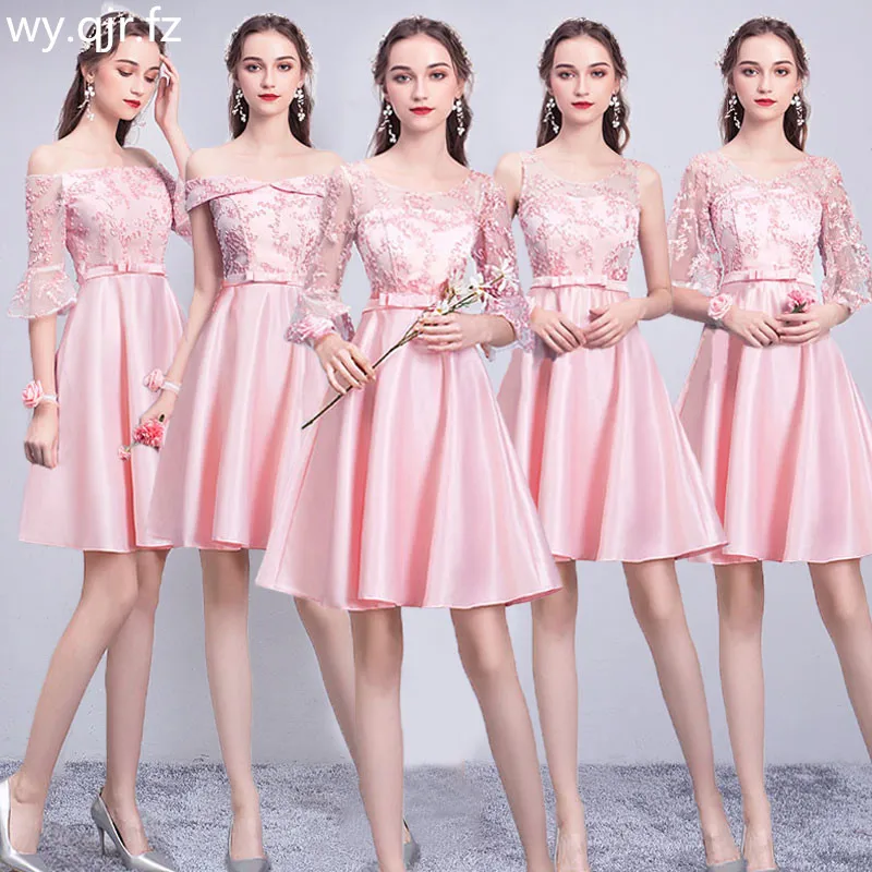 ASL53 # серые цвета шампанского розовые платья для подружек невесты короткие