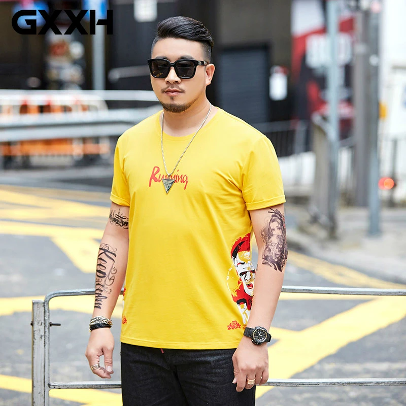 7XL Plus Size Summer Fat Guy Tops Short Sleeve Tshirt GXXH Men's