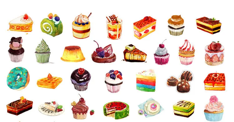 Sweet Cakes seal Label Stickers set Decorative Stationery Stickers Scrapbooking DIY Diary Album Stick Label