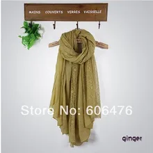 mu516 Hot Sale Two layers New Arrival Long Scarf Wrap Slub Yarn And Lace Wholesale Fashion Islamic Hijab