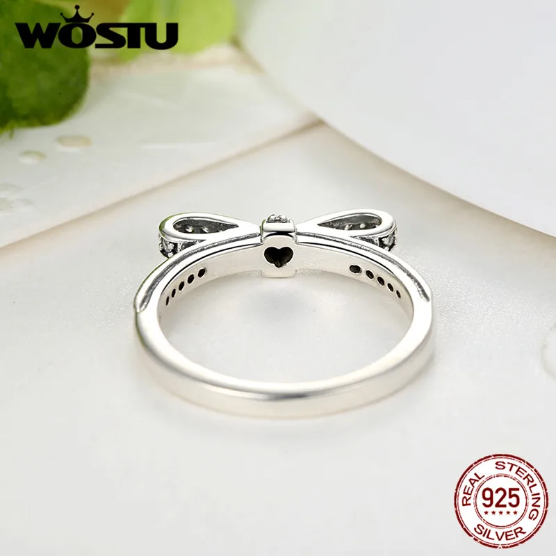 WOSTU подлинный настоящий 100% Стерлинговое Серебро 925 пробы сверкающий лук узел