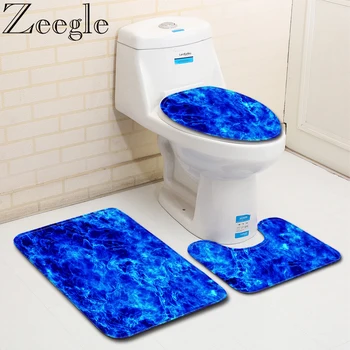 

Zeegle Absorbent Bathroom Floor Mats Flannel 3D Printed Carpet for Bathroom Toliet Mat Set Coral Fleece Washable Floor Bath Mats