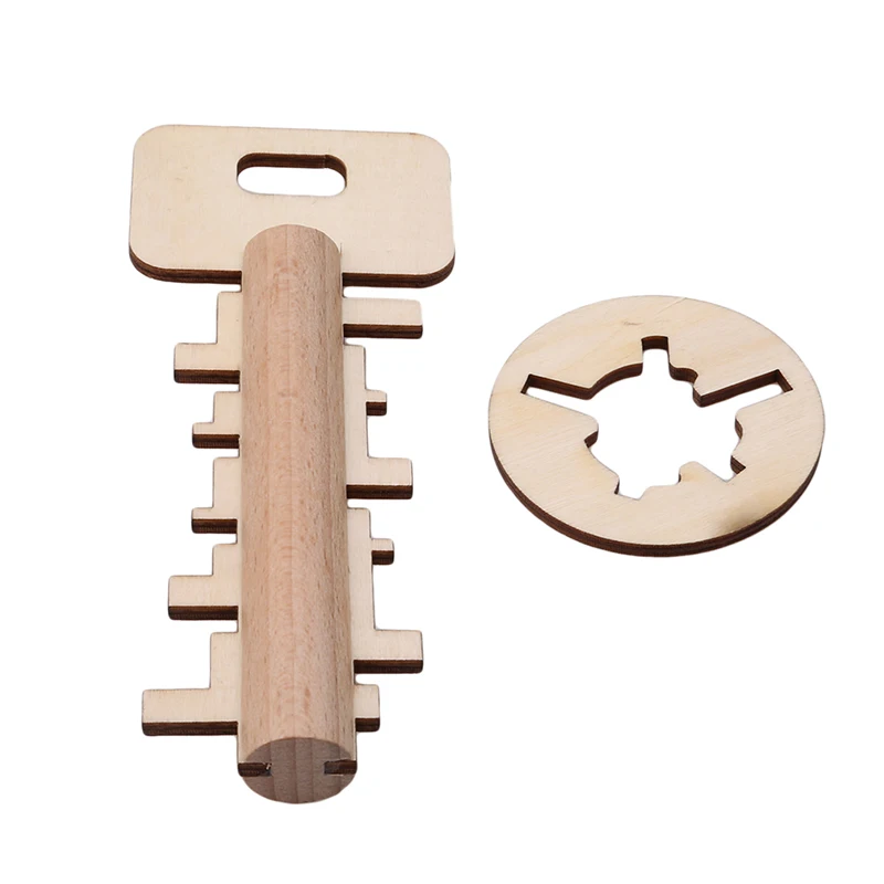 Wooden Toy Unlock Puzzle Key Classical Funny Kong Ming Lock Toys Intellectual Educational For Children Adult Puzzles Game Toy