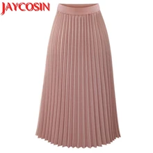 JAYCOSIN новые Юбки Женские однотонные плиссированные элегантные миди эластичный пояс макси юбки шорты Levert юбки для женщин 0718