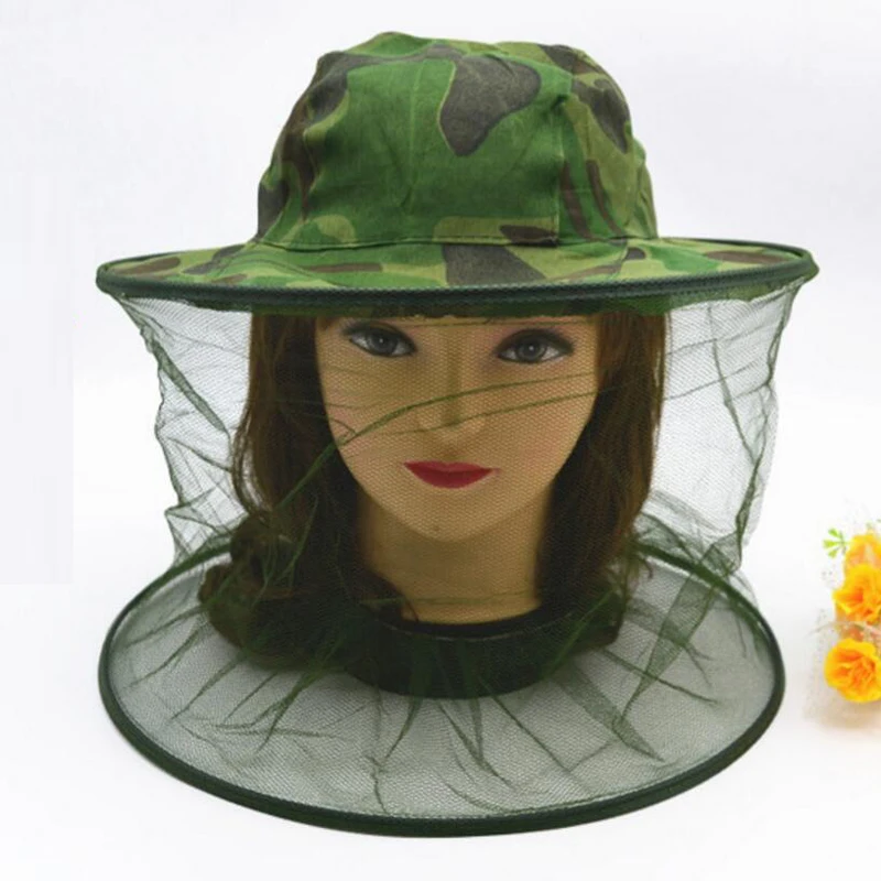

5pcs/lot Anti Bee Cap Female Man Anti Mosquito Outdoor Net Caps Fishing Hats Sunscreen Camouflage Beekeeping Hat Shawl