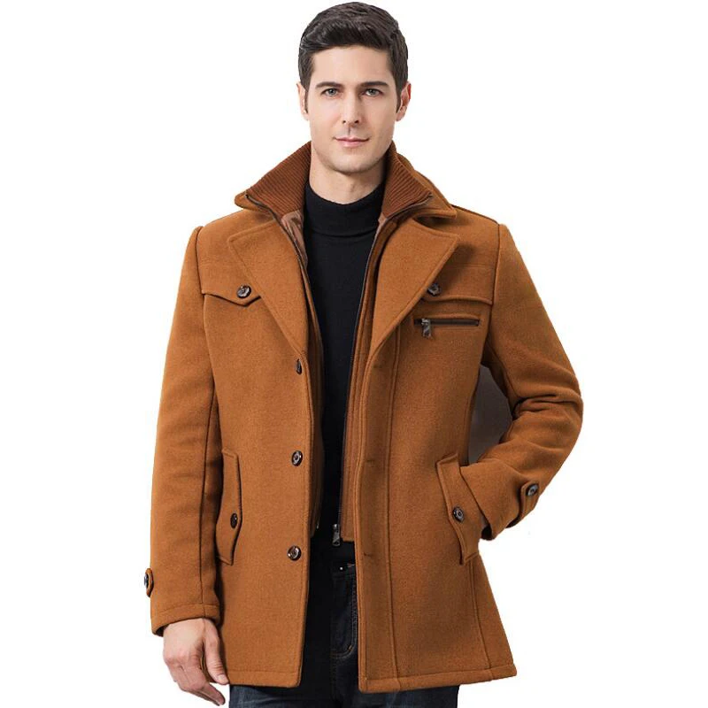 Зимняя шерстяная куртка мужская повседневная Толстая теплая верхняя одежда ветровка, длинное пальто размера плюс 5XL Jaqueta Masculina мужское кашемировое пальто