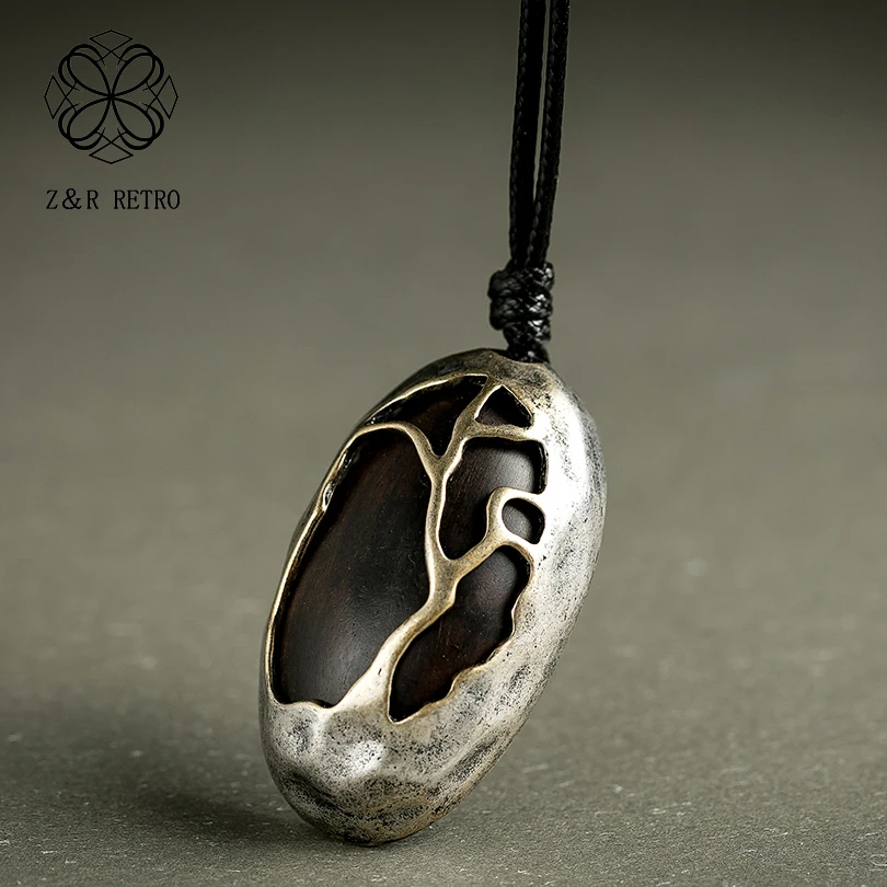 

Novel Pendant Necklaces for Women Wooden New Adjustable Jewelry Vintage Handmade Sandalwood Necklace Sweater Accessories