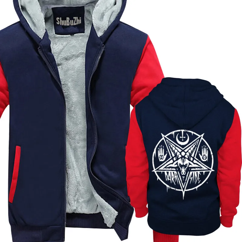 hoodie PENTAGRAM BAPHOMET Satan Swedish Music Group A metal nation winter thick jacket male coat sbz1099 - Цвет: navy red