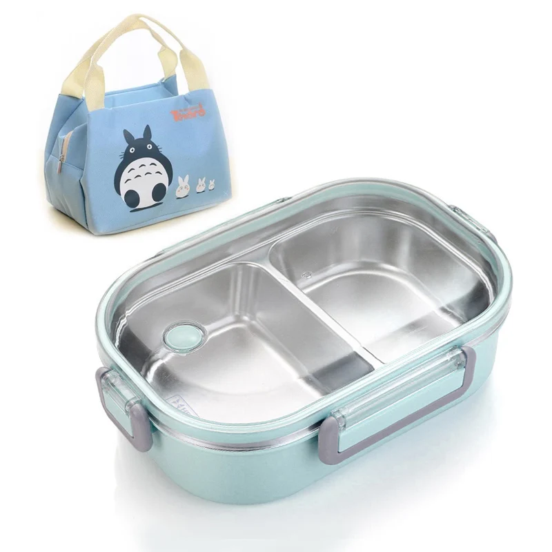 

Transparent Lunch Box Stainless Steel Japanese Cartoon Bento Box Compartments Leakproof Food Container Portable Picnic School