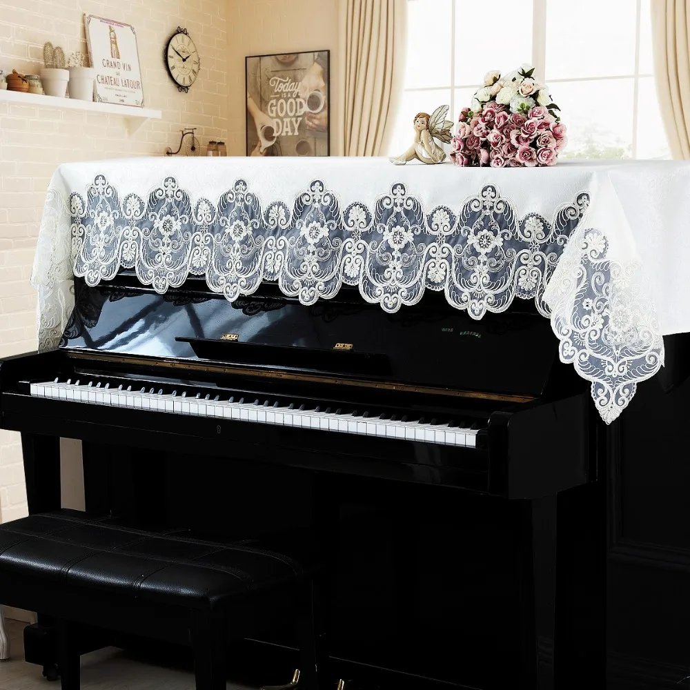 Jacquard Satin Fabric Crystal Yarn Lace Piano Cover European Embroidery