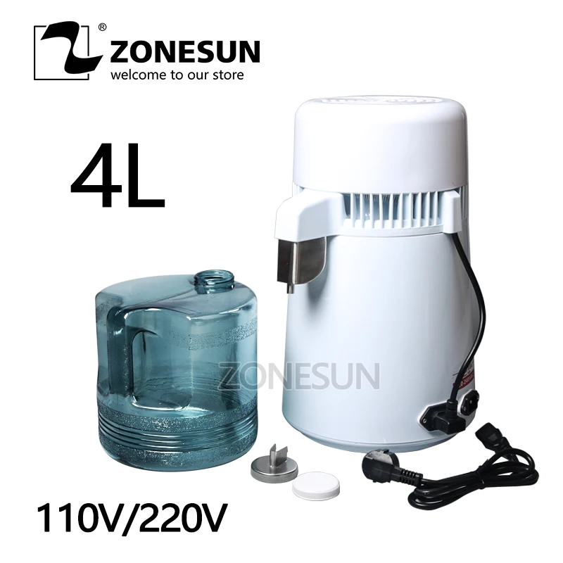 Zonesun 4L Нержавеющая сталь дистиллятор Чистой Воды Фильтр Очиститель очистки воды дистиллятор очистки фильтра контейнер