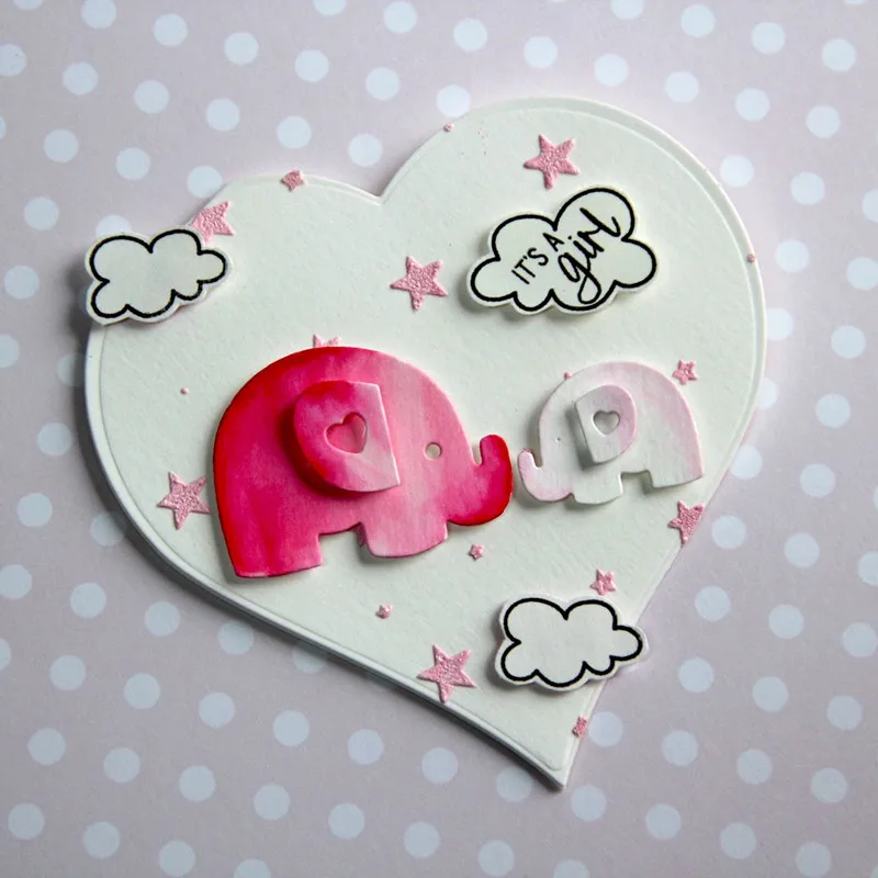 

6pcs/Set Mom And Baby Elephants Metal Cutting Die Stencil for DIY Scrapbooking Photo Album Embossing Paper Card Decorative Craft