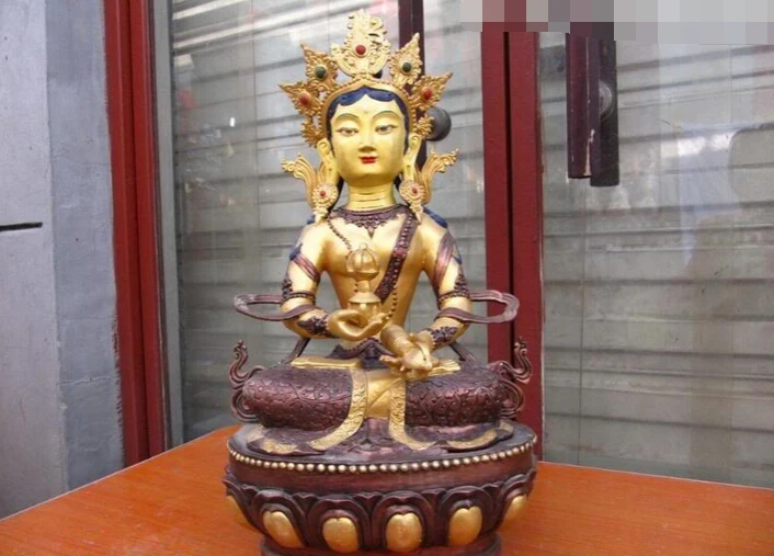 

Collectible bronze S2529 21" Tibet Buddhism Copper Bronze painted Vajrapani Avalokitesvara Buddha statue