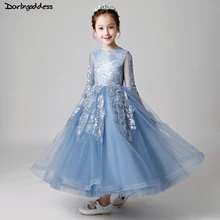 Burgundy Navy Blue Lace Flower Girl Dresses For Party And Wedding Long Sleeve Pageant Dress for Girls Kids First Communion Dress long sleeve flower girls dresses for wedding mermaid mother daughter dresses lace first communion dresses for girls