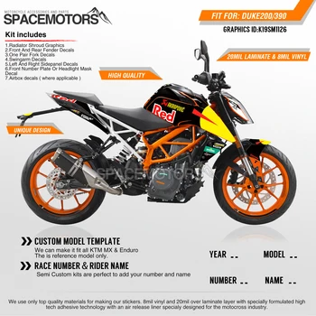 

MotoSpace Customized Team Graphics Backgrounds Decals 3M Custom Stickers For KTM DUKE 390 2011-2016 2017-2019 126