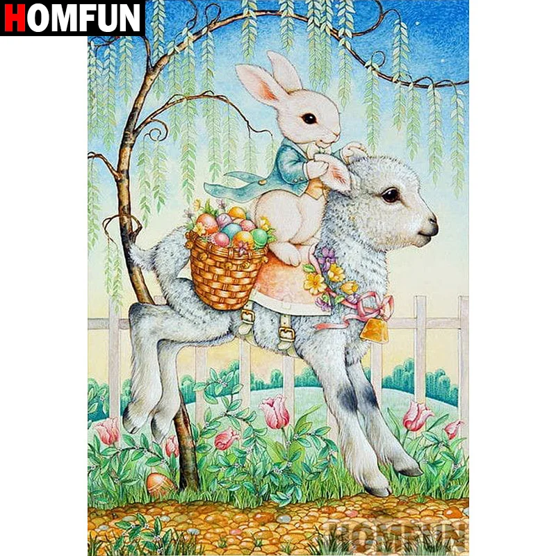 

HOMFUN Full Square/Round Drill 5D DIY Diamond Painting "Cartoon deer rabbit" Embroidery Cross Stitch 5D Home Decor A01495