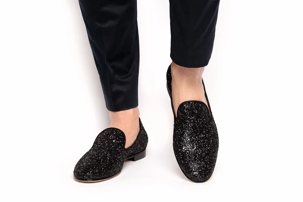 Lttl/Новые мужские Черные пайетки обувь со стразами Лоферы Slip-On Sneaker-Bling Sapatos модные повседневные мужские ботинки